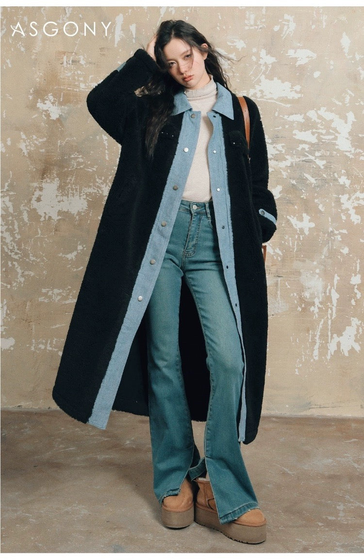 ASGONY [Best Seller] Denim and Fleece Coat(2length)31026 31123