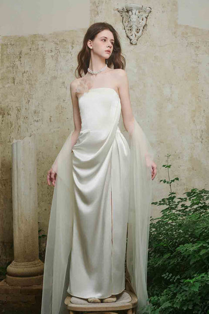 Crow Crew White strapless ribbon dress