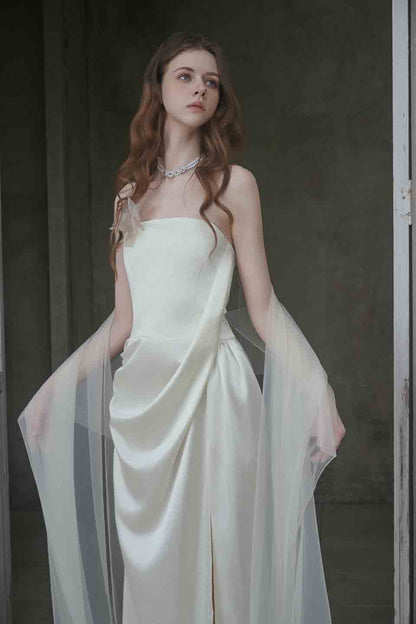 Crow Crew White strapless ribbon dress
