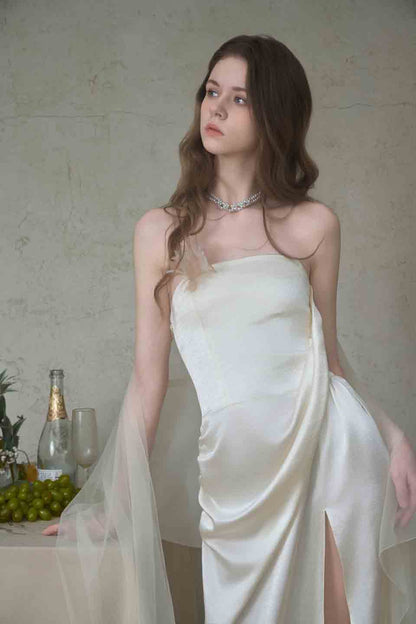 Crow Crew White strapless ribbon dress