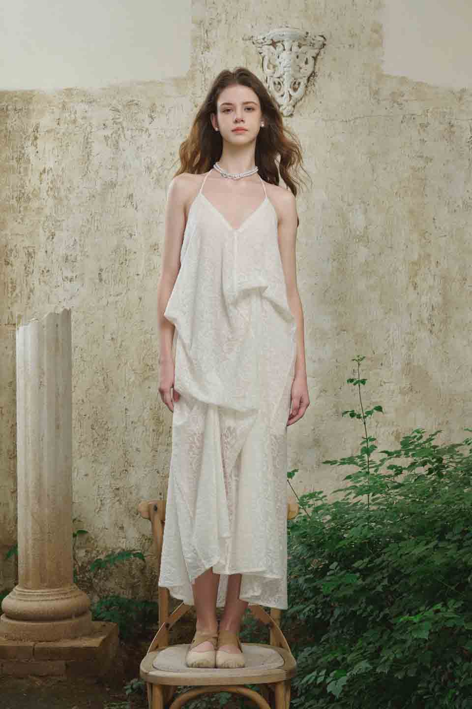 Crow Crew V-neck pleated camisole dress