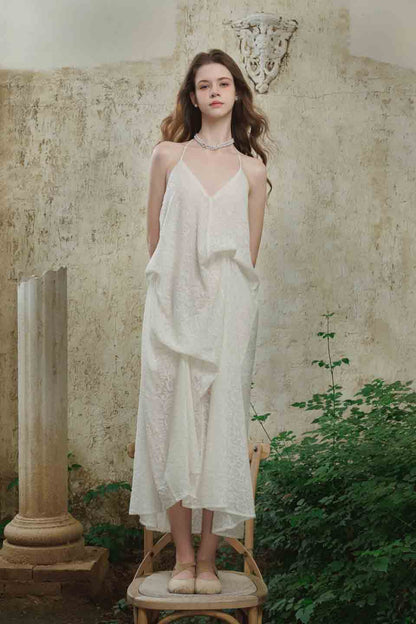 Crow Crew V-neck pleated camisole dress