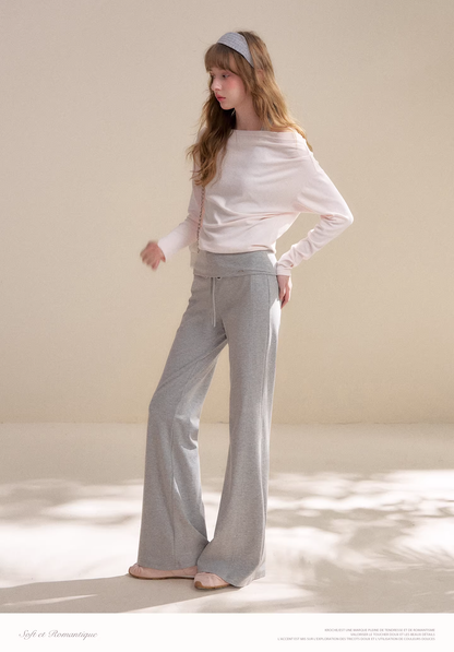 Kroche KZY8071&amp;KZY8072 Off shoulder contrasting T-shirt + pants