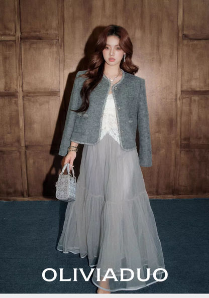 OLIVIA DUO DSY25398 Gray Bouclé Set(SEPERATE)
