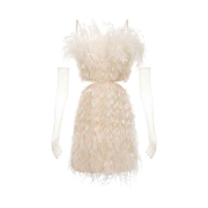 Wardrobes by chen Fringe feather dress (with gloves)