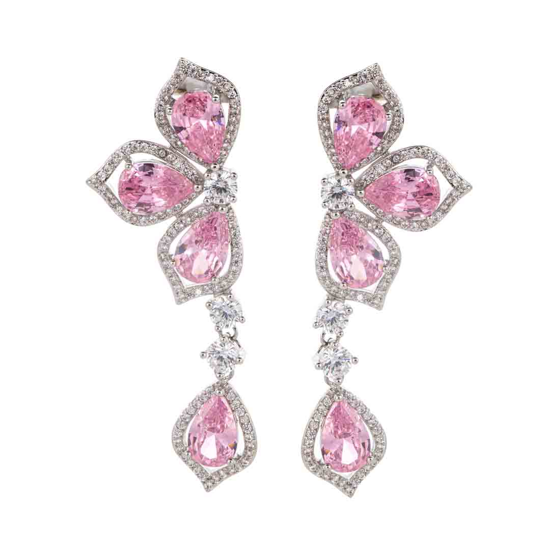 Wardrobes by chen Rose petal pink zircon earrings