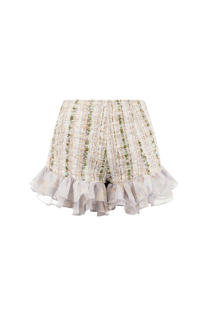 Wardrobes by chen Tweed ruffle edge jacket + shorts set
