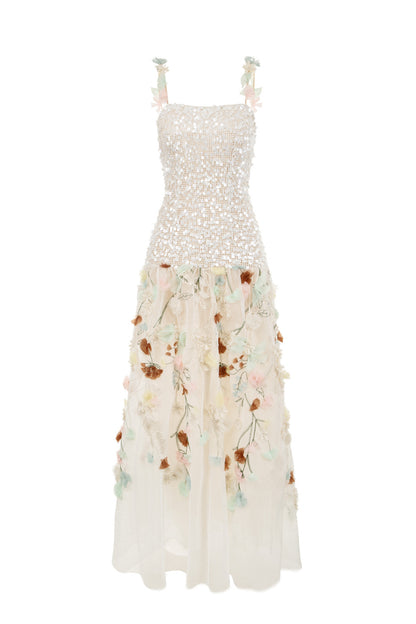 Wardrobes by chen 3D embroidered bead strap dress
