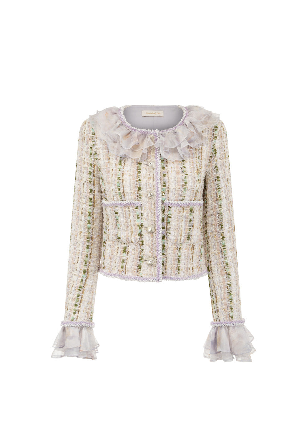 Wardrobes by chen Tweed ruffle edge jacket + shorts set