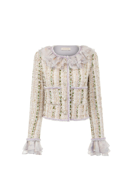 Wardrobes by chen Tweed ruffle edge jacket + shorts set
