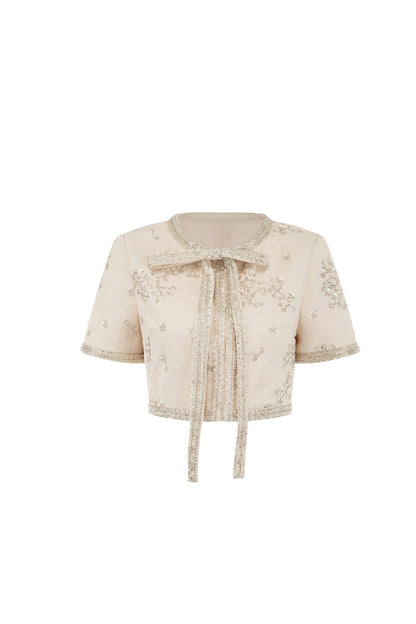 Wardrobes by chen Heavy industry bead embroidered bow top