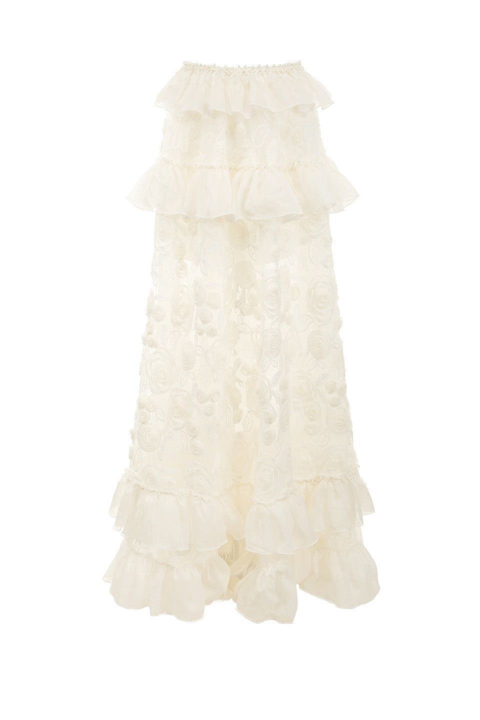 Wardrobes by chen Floral lace multi-layer ruffle edge top + skirt set