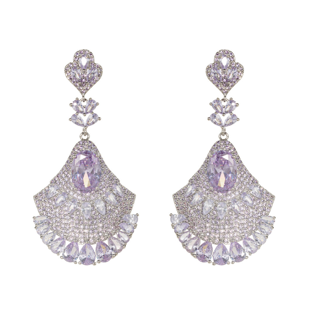 Wardrobes by chen Purple diamond fan-shaped earrings