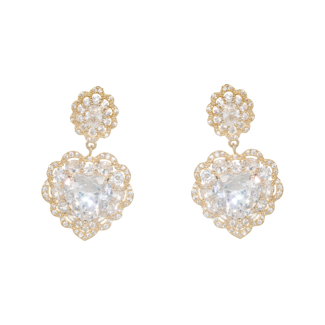 Wardrobes by chen Zircon diamond inlaid heart-shaped earrings