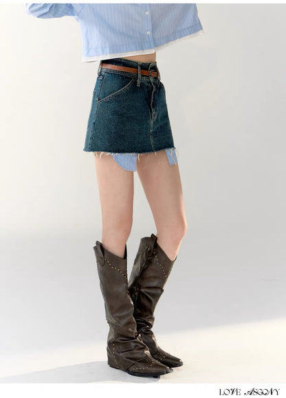 AsGony Heline Set(short shirt or denim skirt)