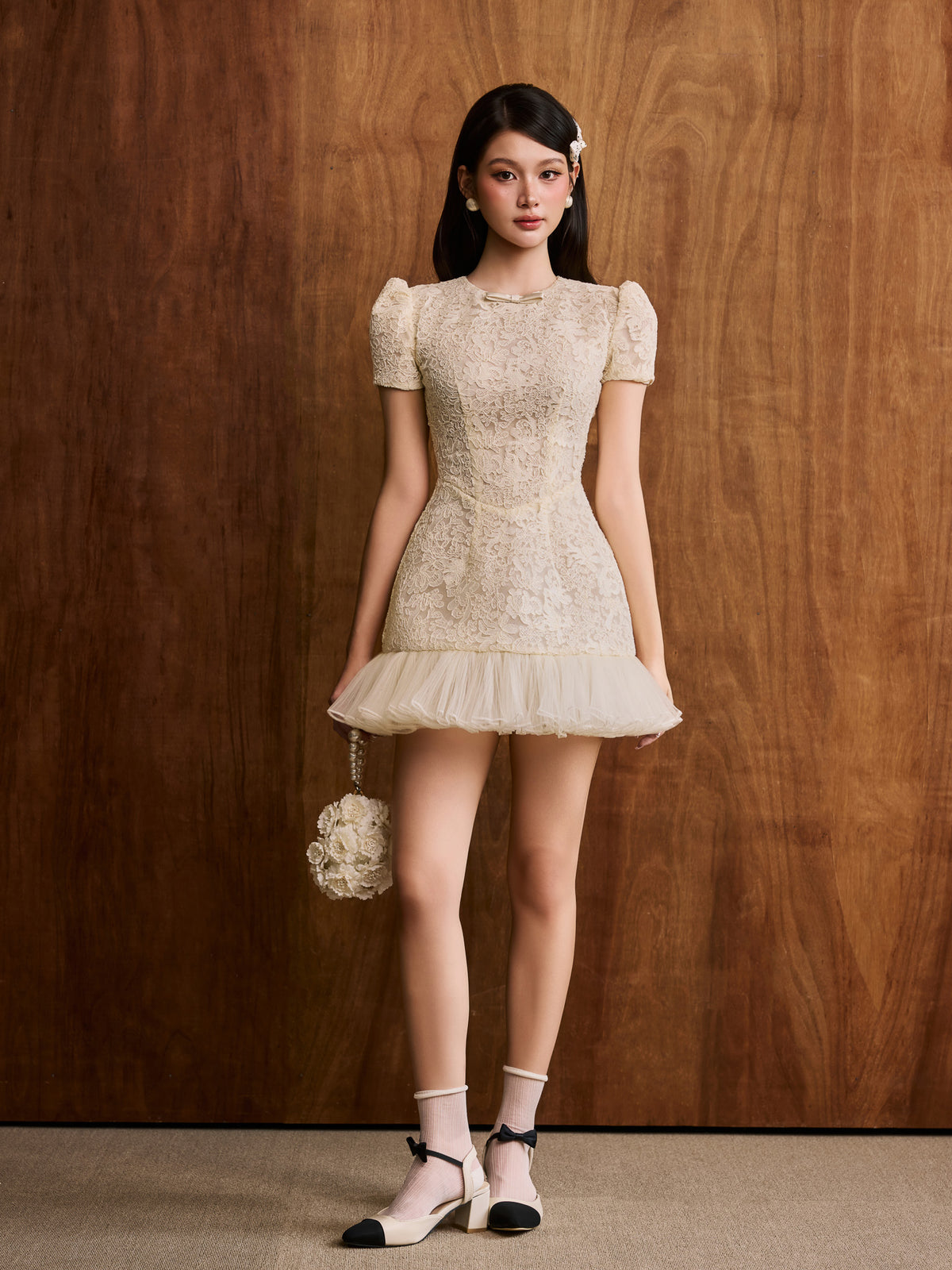 COLIN Lace Mermaid Short Dress