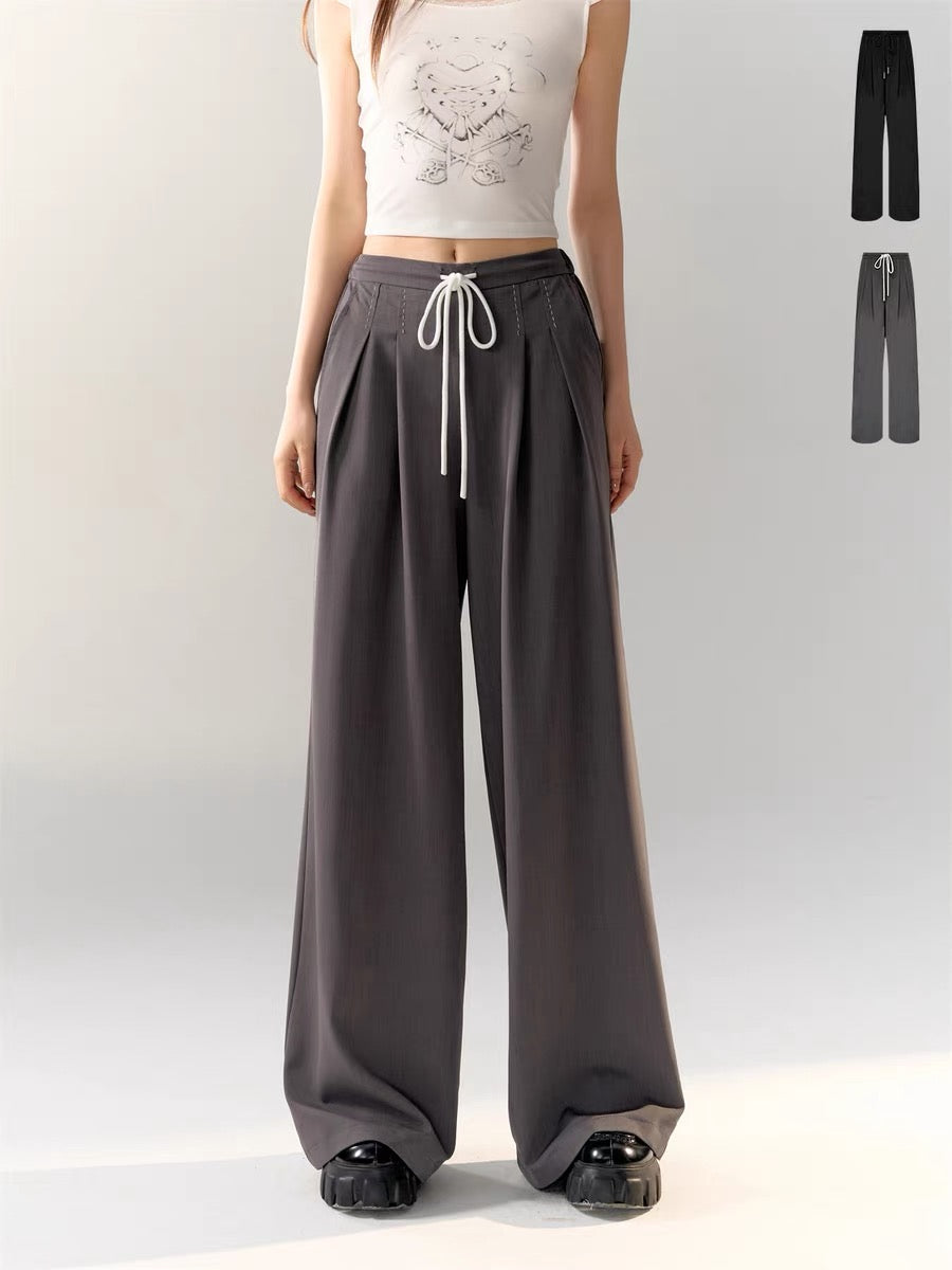 AsGony STRIPE LOOSE TROUSERS (2color)