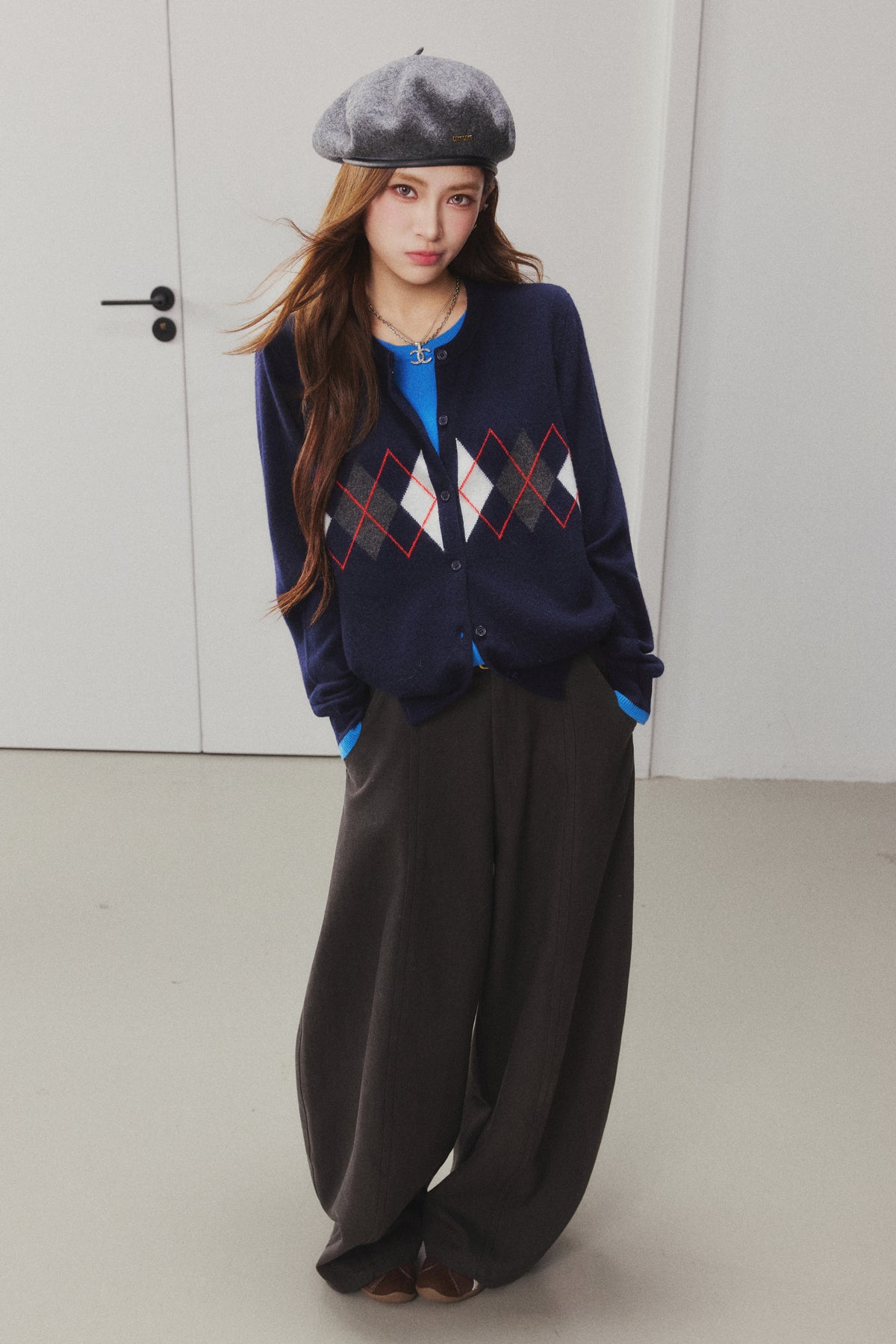 OTEBANBASS Ote260925  Argyle Color-Block Wool Knit Sweater