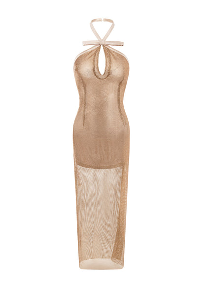 Wardrobes by chen Gilded diamond crown hanging neck bow dress