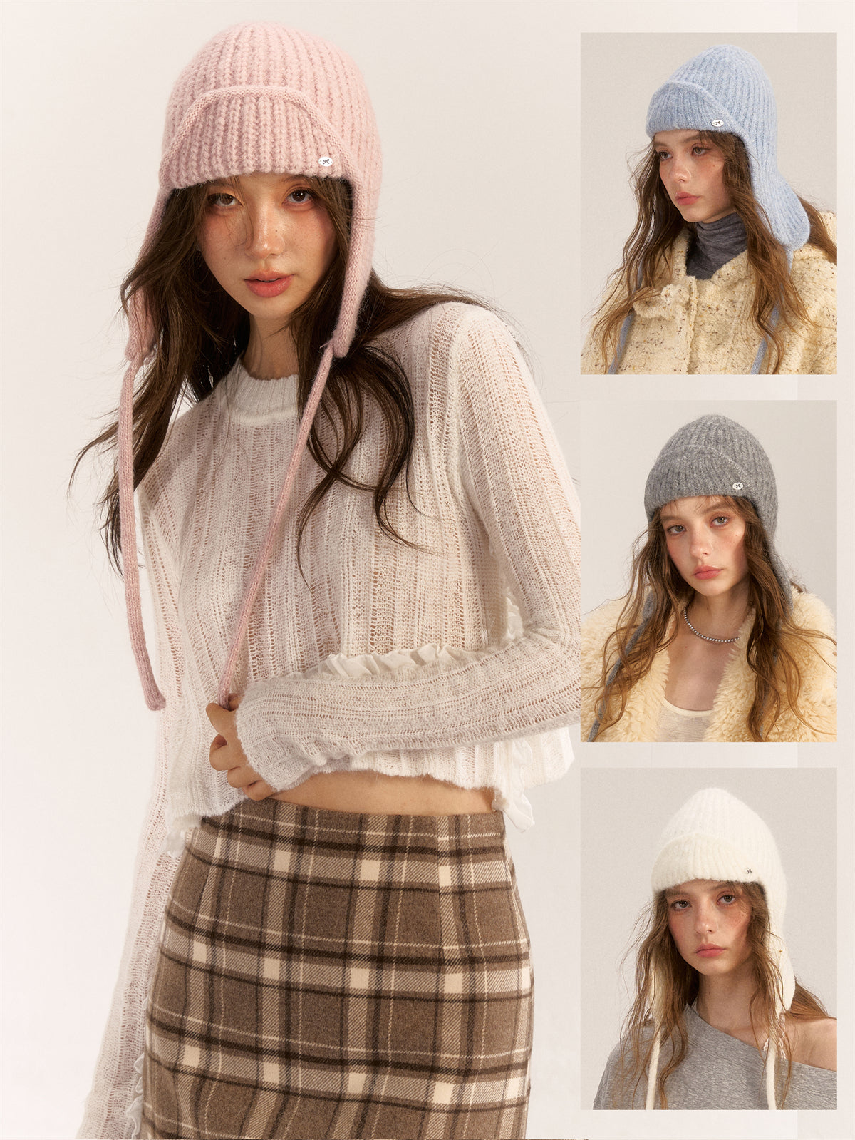 AsGony ASG24590 solid color knit beanie