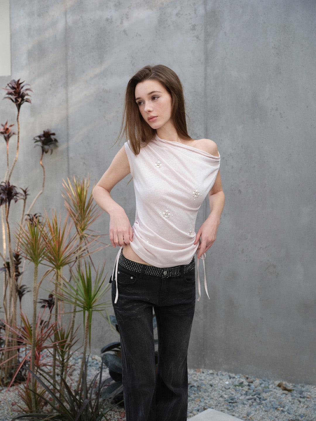 NONCESTNON N303 Pink gemstone T