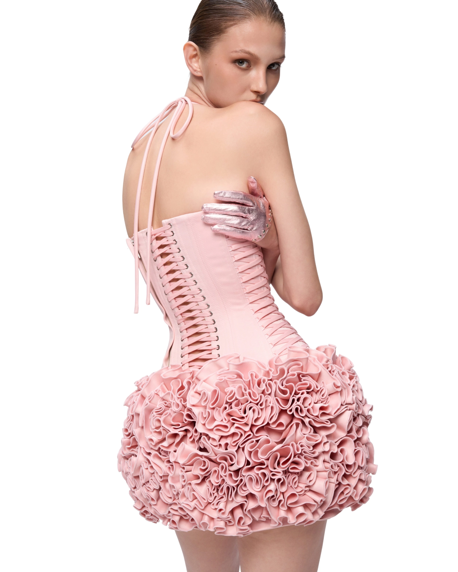 FANCì CLUB  [Best Seller] Hand-embroidered Rose Mini Skirt