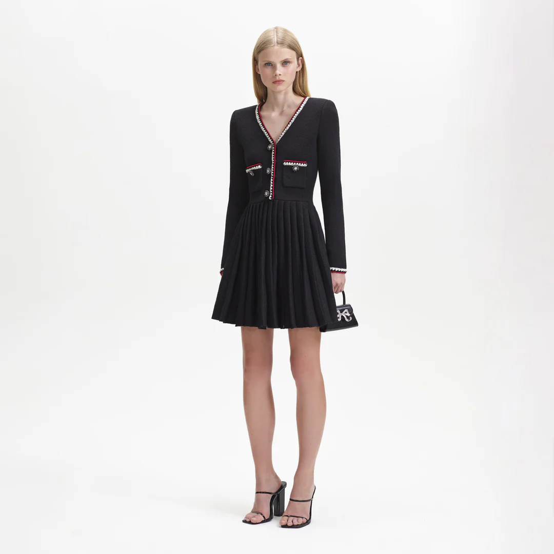 Self-Portrait Black Knit Mini Dress