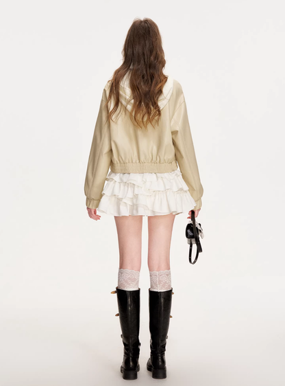 Kroche KZQ9019 Collar butterfly tie leather jacket