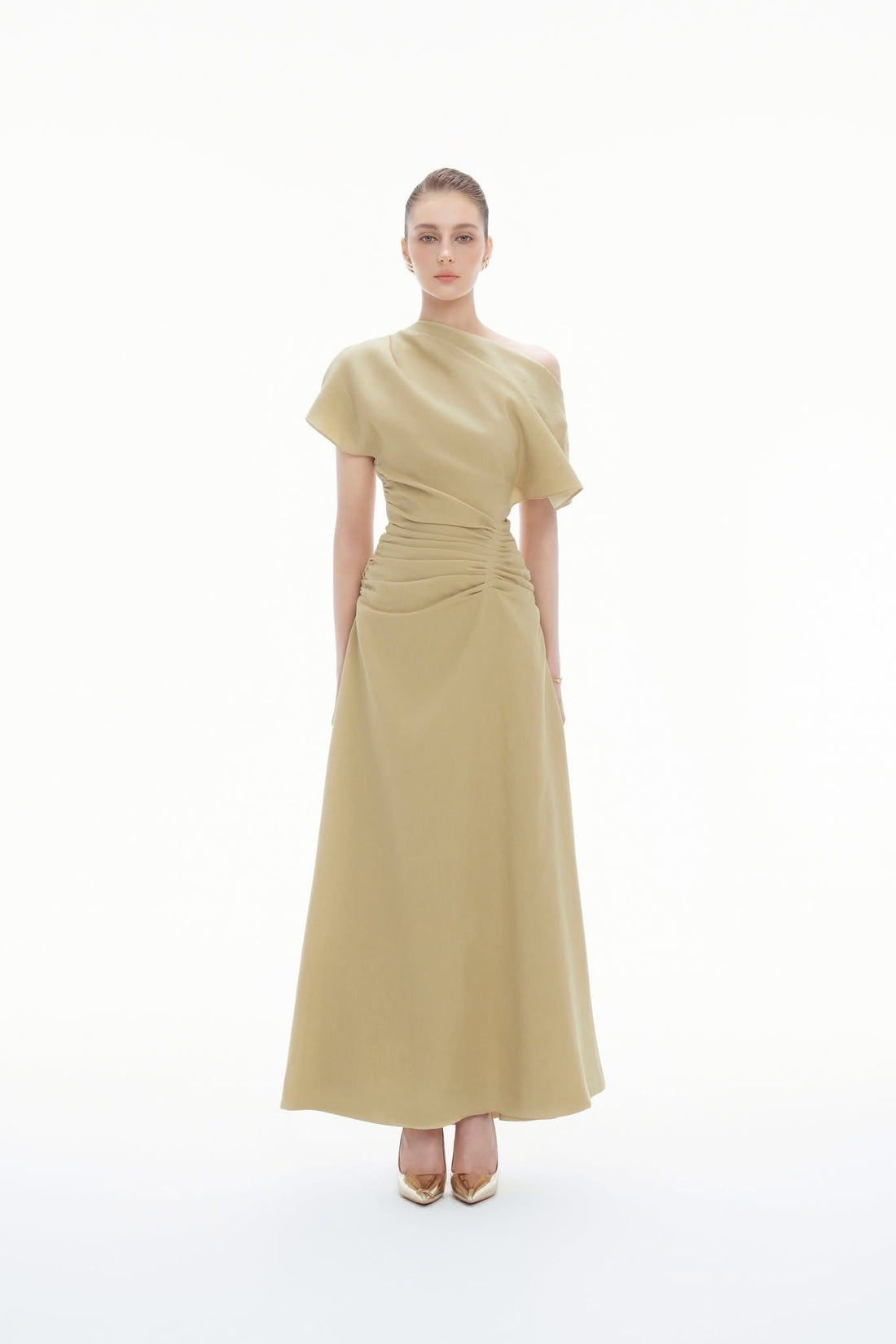 BYDENIO Olivia structured draping midi skirt