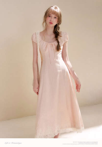 Kroche KR6063 Splicing lace waist cinching dress