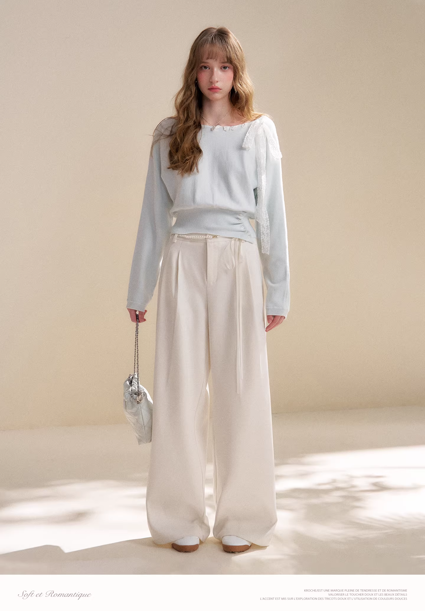 Kroche KP2075 Lace ribbon knitted top