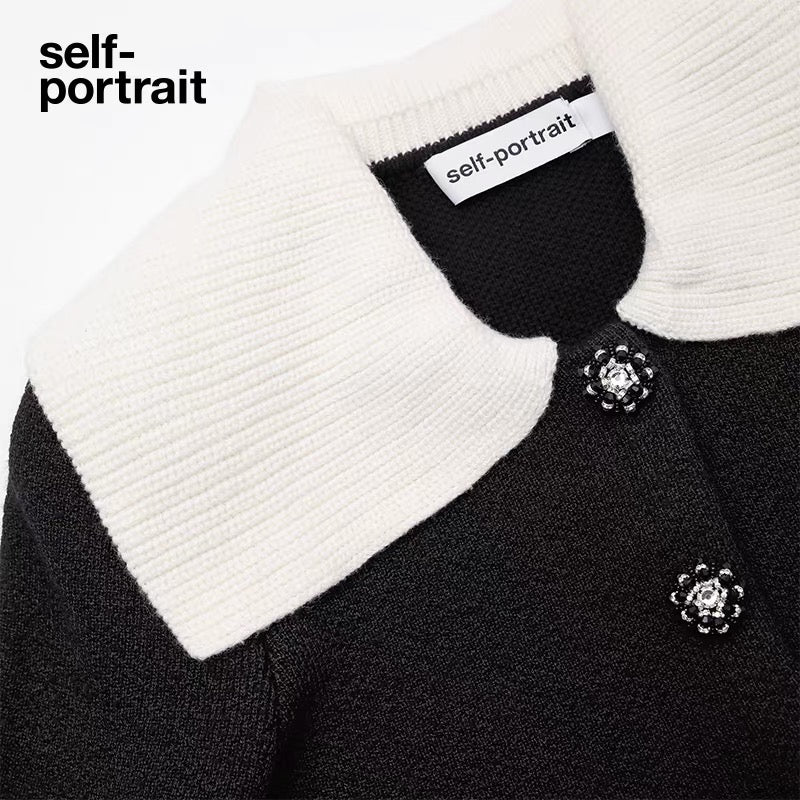 Self-Portrait BLACK CONTRAST TOP