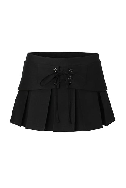 Threetimes Layered belt skirt (2color)