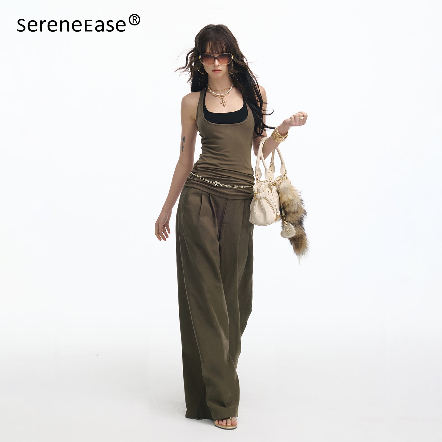 Serene Ease U collar fake two-piece spliced vest