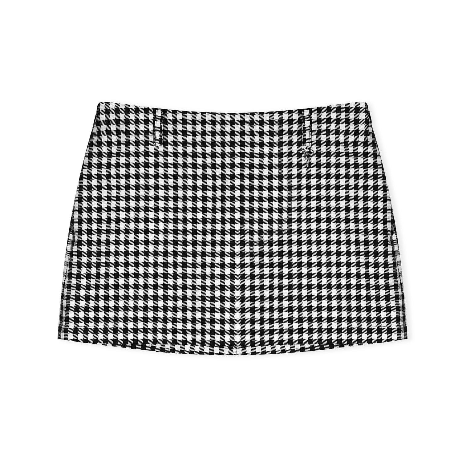 16DEWS 16D26008 Classic black and white grid spun wool A-line skirt