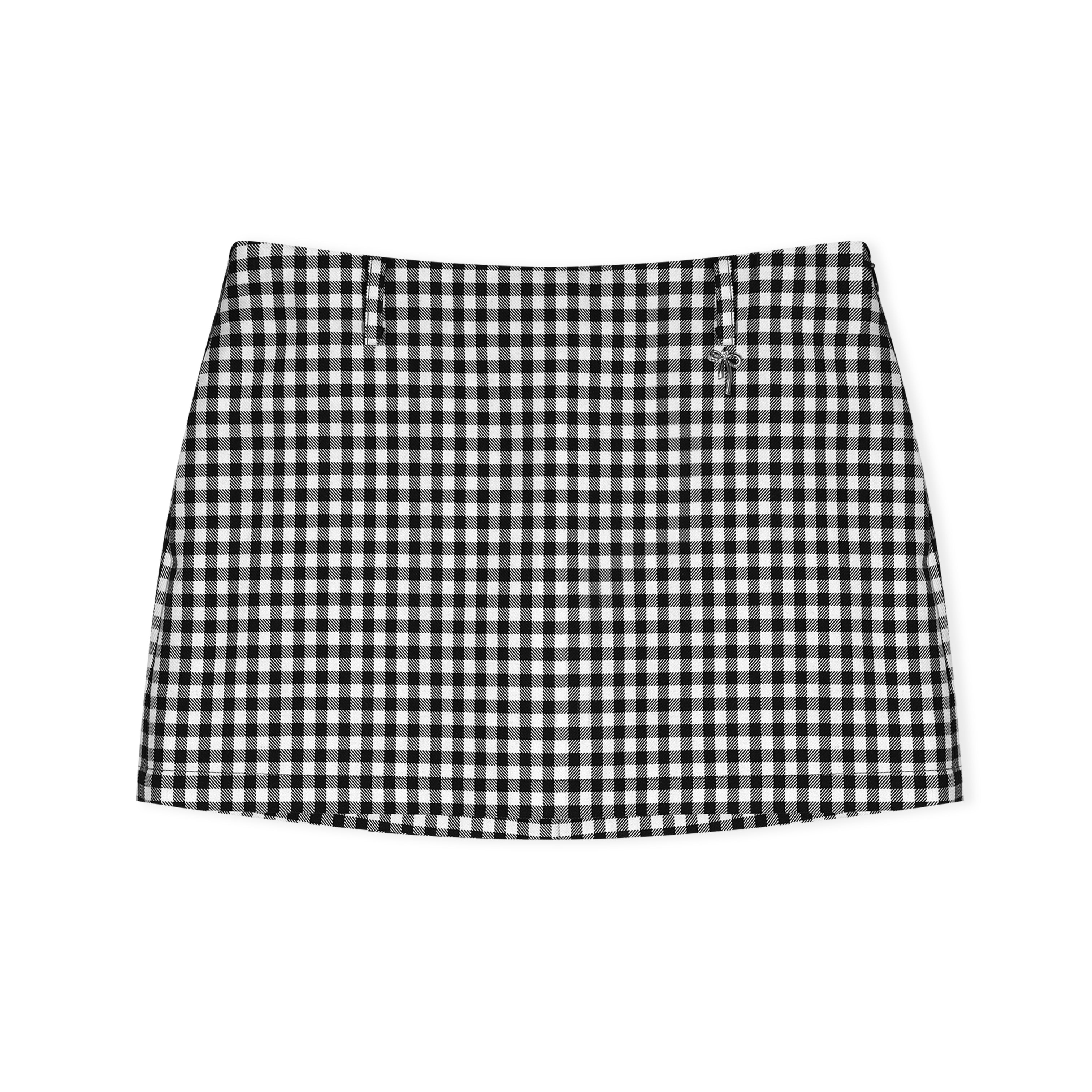 16DEWS 16D26008 Classic black and white grid spun wool A-line skirt