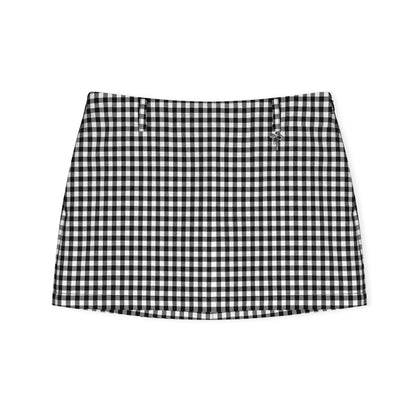 16DEWS 16D26008 Classic black and white grid spun wool A-line skirt