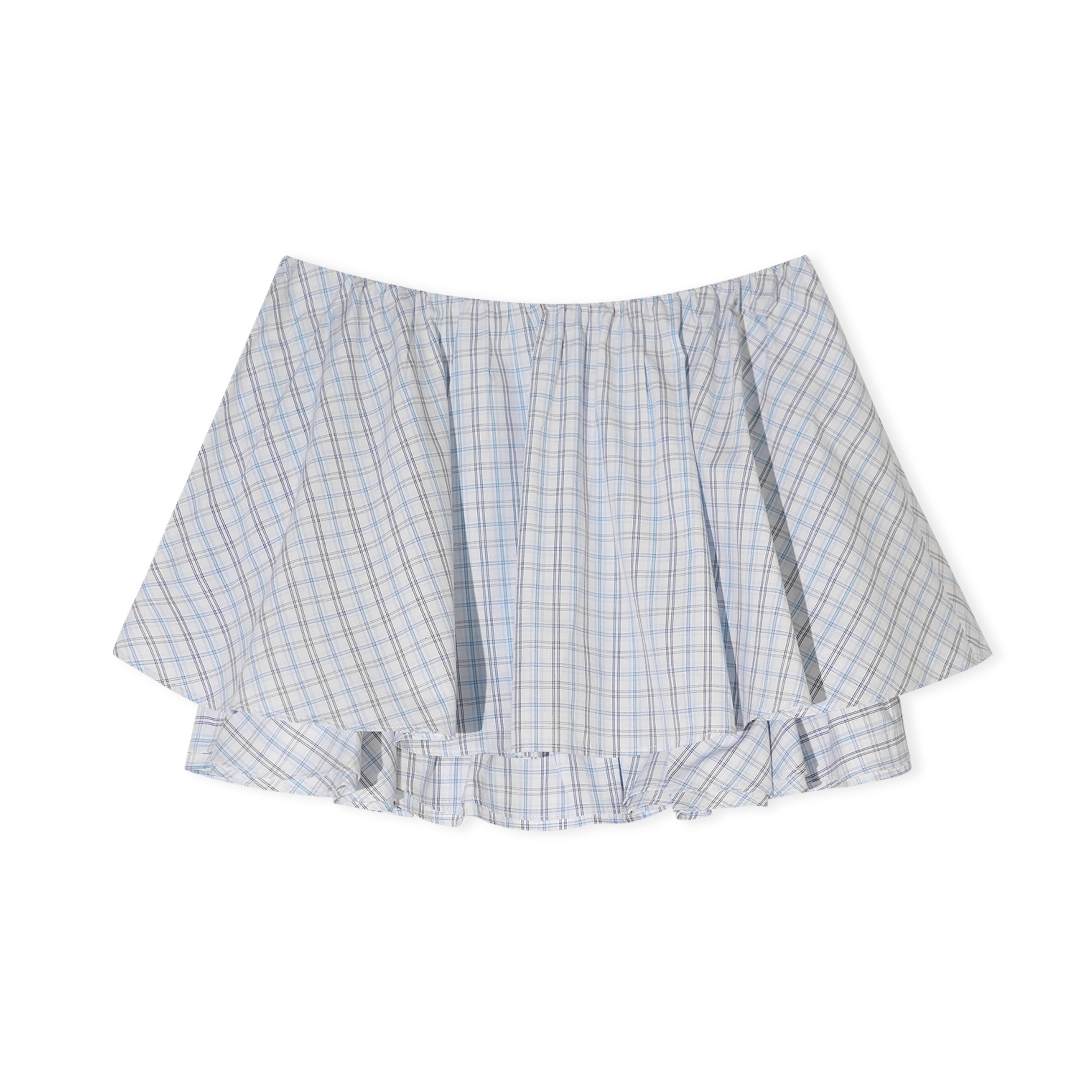 16DEWS 16D26010 Blue plaid waistless A-line puffy skirt
