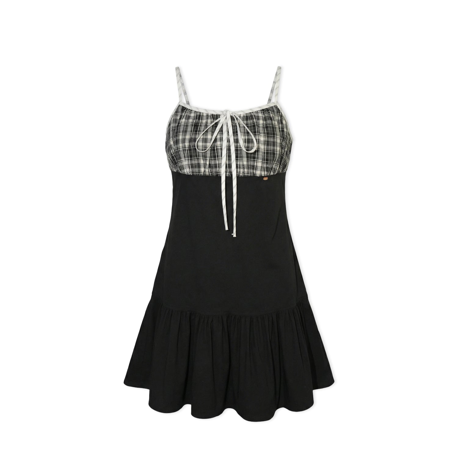 16DEWS 16D246064 Plaid patchwork camisole dress