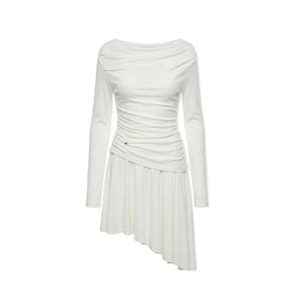 16DEWS 16D246071 Swing collar long sleeved waist cinching dress