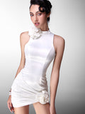 Glam Doll floral rhinestone halter dress(2 Colors)