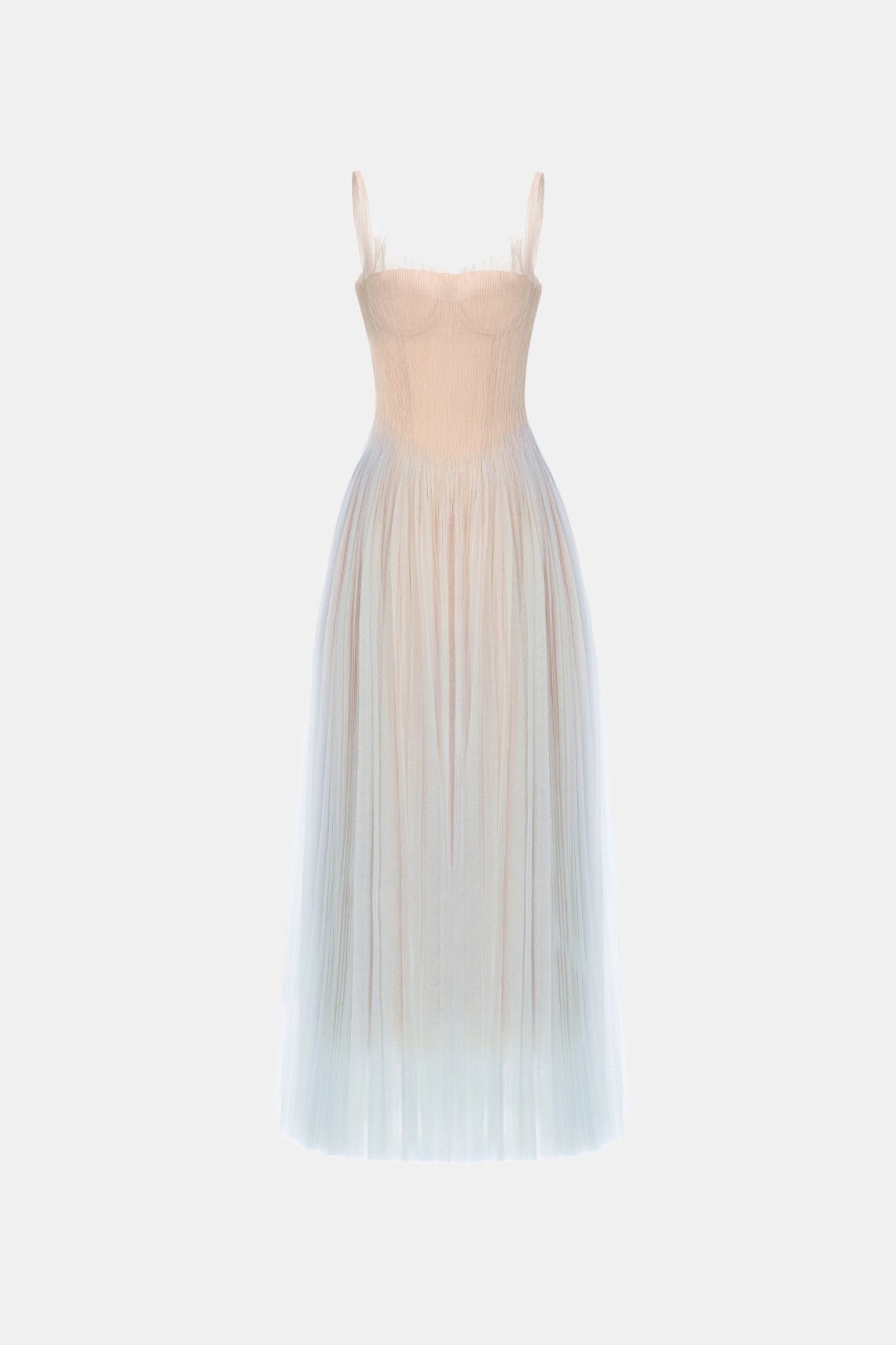 Montsand Blue Corset Tulle Maxi Dress