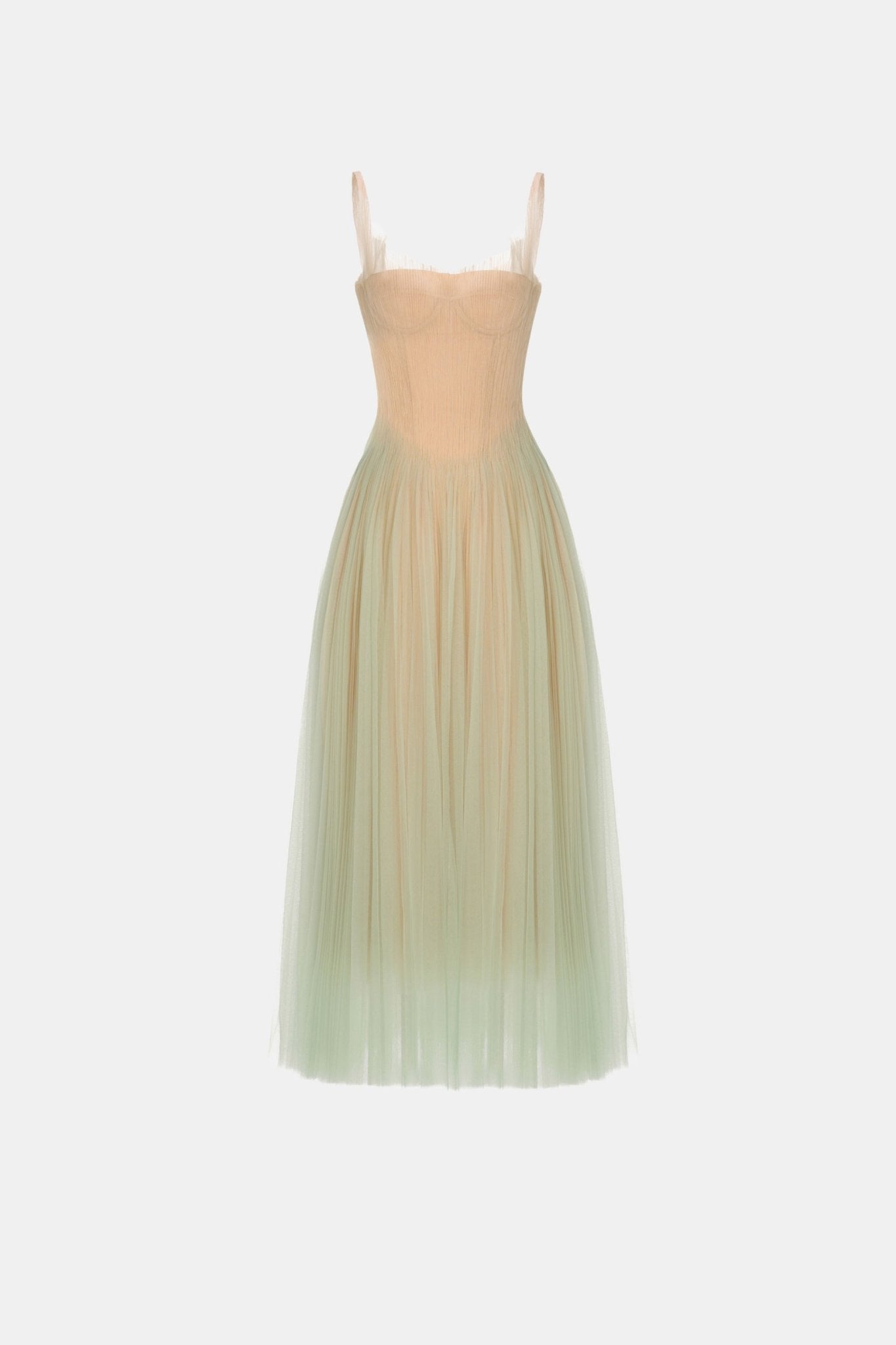 Montsand Mint Corset Tulle Midi Dress