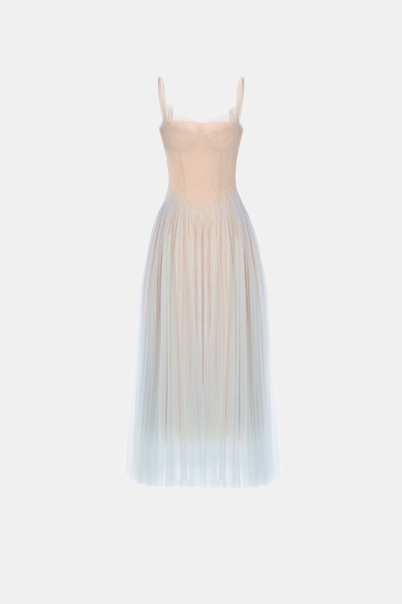 Montsand Blue Corset Tulle Midi Dress