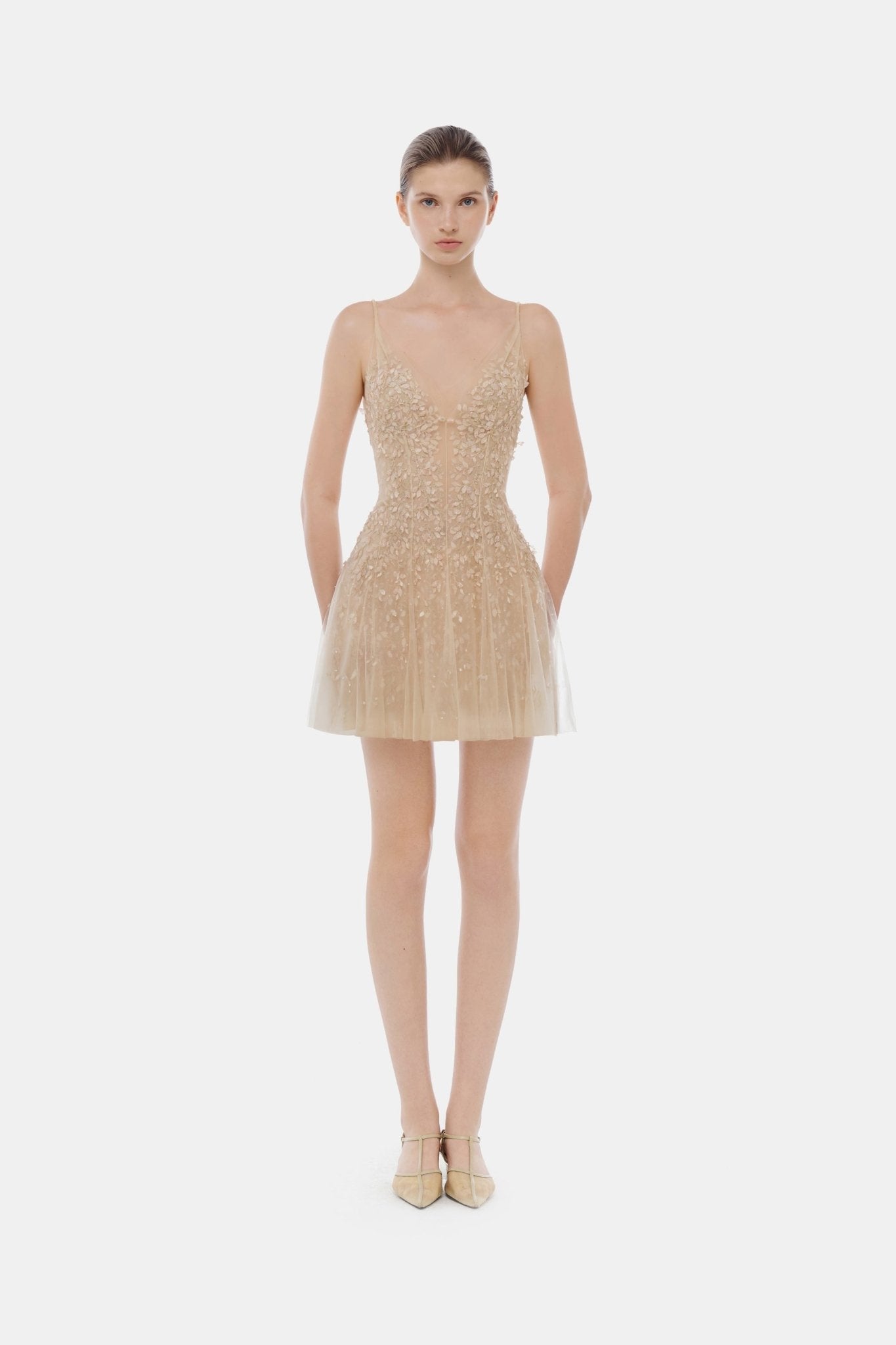 Montsand Pastel Deep V Mini Dress