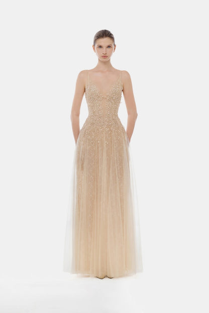 Montsand Pastel Deep V Maxi Dress