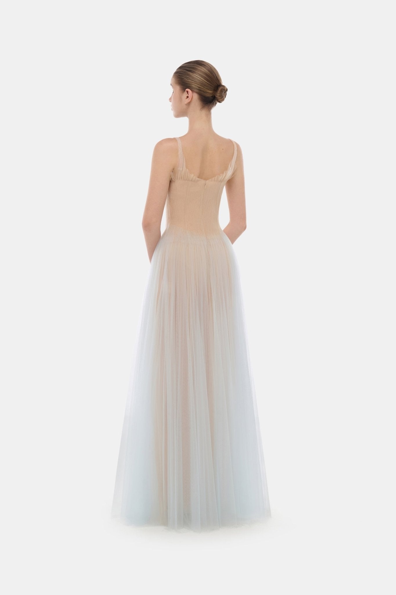 Montsand Blue Corset Tulle Maxi Dress