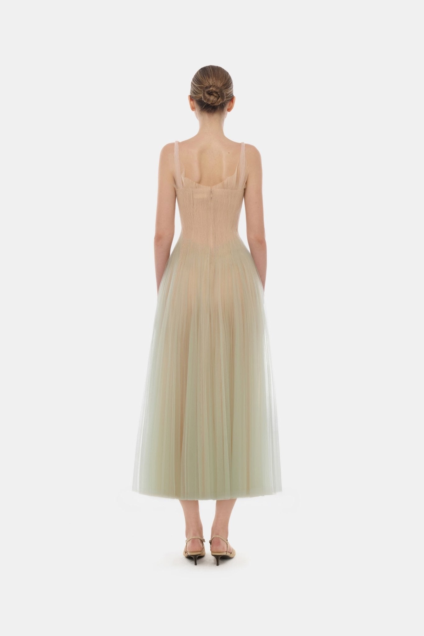 Montsand Mint Corset Tulle Midi Dress