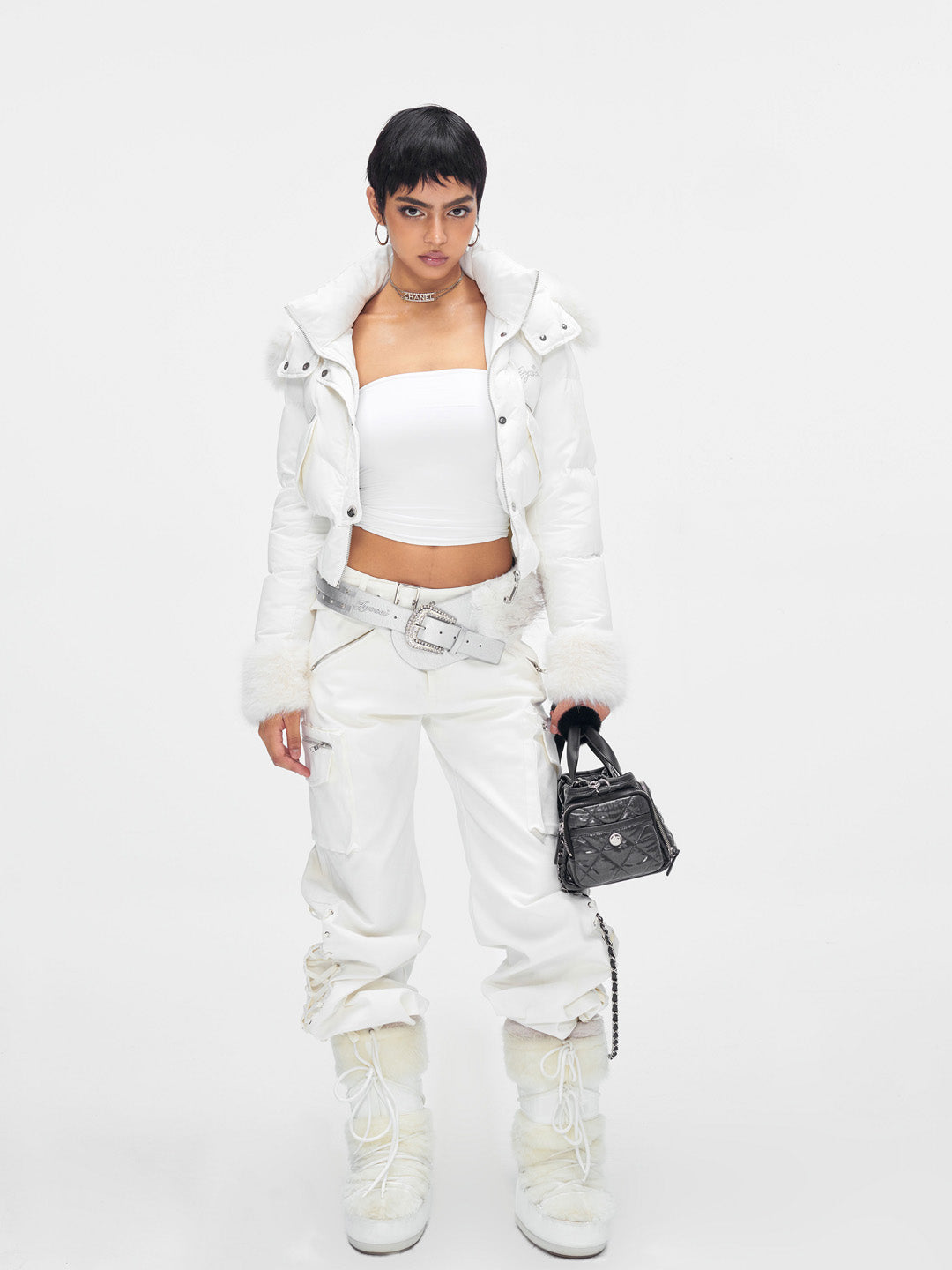 JYOSEI White fur collar down jacket