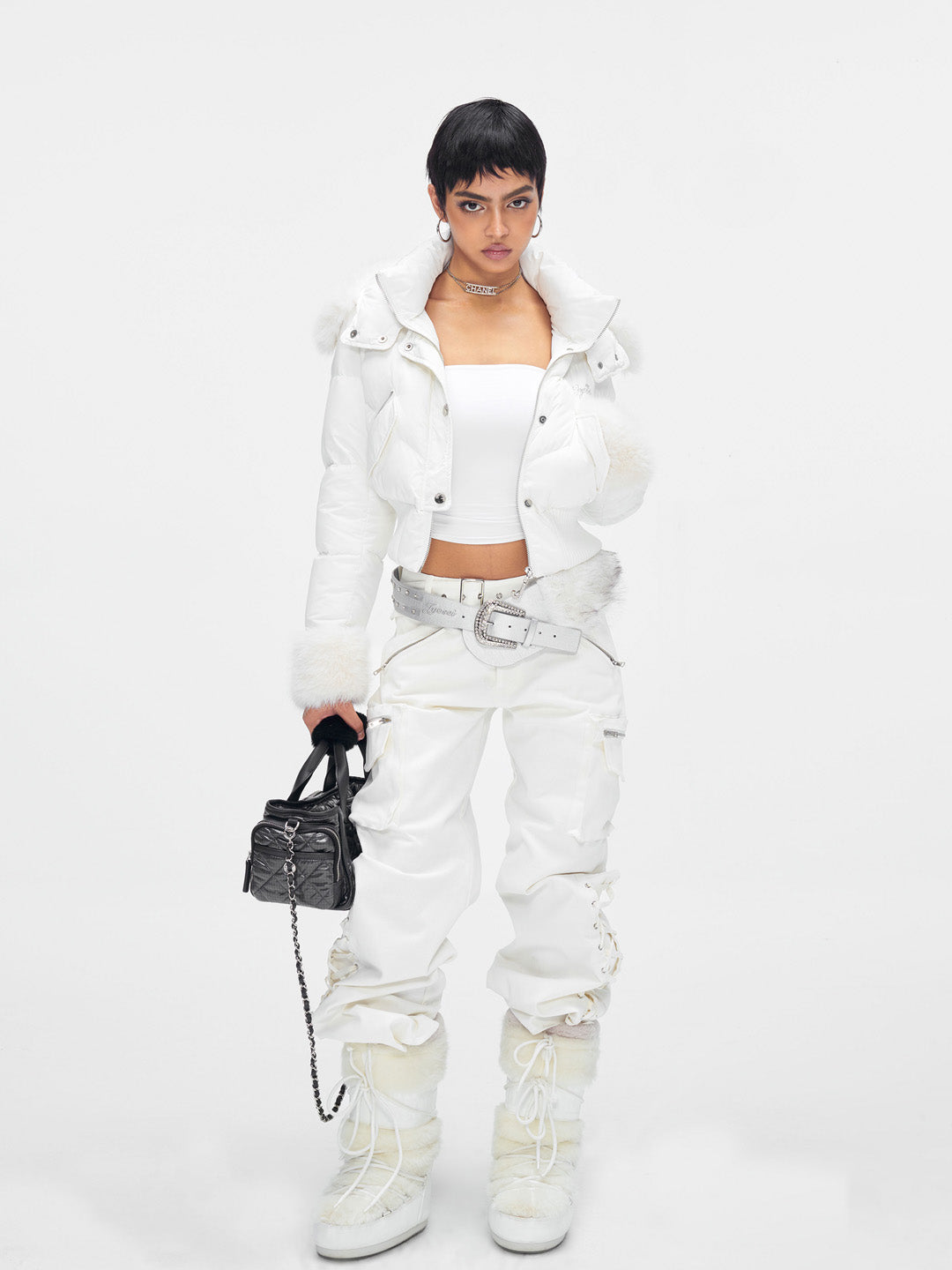 JYOSEI White fur collar down jacket